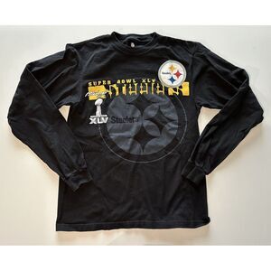 NFL Pittsburgh Steelers Shirt Size Medium M Black Yellow Tee Long Sleeve Men XLV